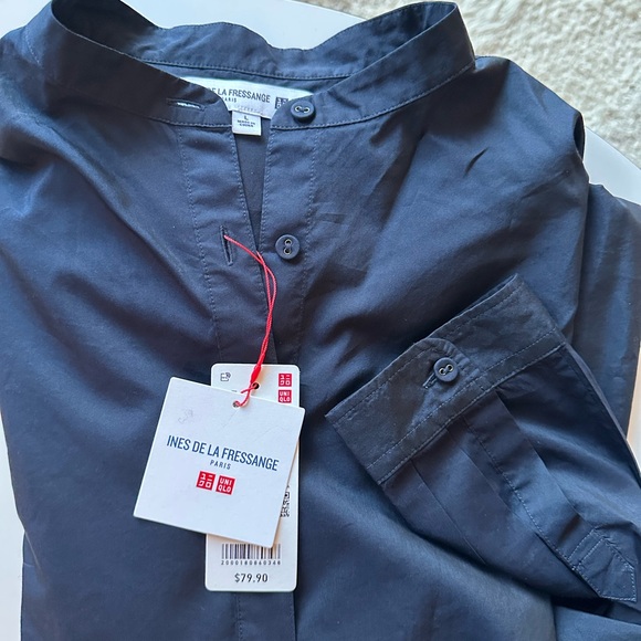 Ines de la Fressange x Uniqlo Navy Blue long tunic blouse, women’s Large - Picture 2 of 10